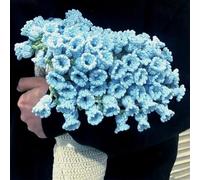 Coperta con bouquet di fiori all'uncinetto, prodotto finito, coperta da letto romantica con rose lavorate a maglia, regalo per la festa della mamma, compleanno, decorazione(Blue,110cm-60flowers)