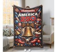 Coperta con campana, coperta patriottica festiva con aquila e stelle, pelosa rossa, comoda e leggera, decorativa, per divano, letto, sedia, auto, ufficio, scrivania, 101 x 127 cm