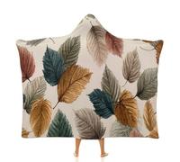 Coperta con cappuccio con foglie colorate, mantello in pile con foglie d'acero, morbida coperta per adulti e bambini, comoda da indossare per campeggio, divano, serate di film, Multicolore, 50x60inch