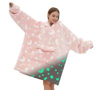 Coperta con cappuccio indossabile che si illumina al buio per adulti, coperta con cappuccio oversize in pile Sherpa per donne e uomini, coperta indossabile con cappuccio, regalo di compleanno, luna