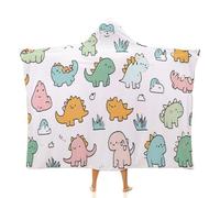Coperta con cappuccio indossabile in pile con dinosauro e cactus, morbida coperta per adulti e bambini, comoda da indossare per campeggio, divano, serate di film, Multicolore, 60x80inch
