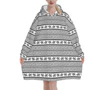 Coperta con cappuccio oversize con stampa a righe tartaruga etnica oversize con indossabile per l'inverno Natale all'aperto casa