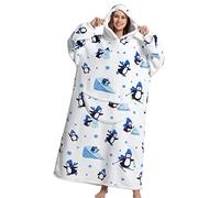Coperta con cappuccio oversize con tasca gigante per donne e uomini, taglia unica, Pinguino (con lanugine), Taglia unica