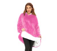 COPERTA CON CAPPUCCIO PLAID INDOSSABILE PILE FELPA OVERSIZE MANICHE CALDA MORBID