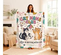 Coperta con citazione di apprezzamento per la mamma e gatti, 101,6 x 127 cm | Tipografia retrò, coperte sfocate, regalo per gli amanti degli animali, motivo felino fantasioso, accessorio accogliente per