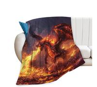 Coperta con drago di fuoco, coperta decorativa in pile di flanella, calda, morbida, leggera, pelosa, regalo per gli amanti del drago, per ragazzi, ragazze, adolescenti, donne, per letto, divano, 101 x