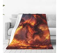 Coperta con drago di fuoco, decorazione con drago rosso, coperta accogliente in pile di flanella, calda, morbida, leggera, pelosa, regalo per gli amanti del drago, per ragazzi, ragazze, adolescenti,