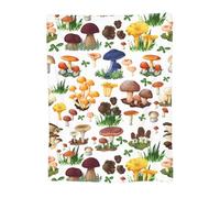 Coperta con foresta di funghi Suillus Puffball Russula Chanterelle Shiitake Morel Tartufo Miele Fungo Cartoon Coperta Fungo Regali per Letto Casa Divano Compleanno San Valentino Regali 152,4 x 203,2