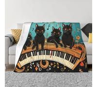 Coperta con gatti sdraiati sul pianoforte, leggera e super morbida, in micropile, decorazione per la casa, per divano, letto, soggiorno, 152 x 127 cm