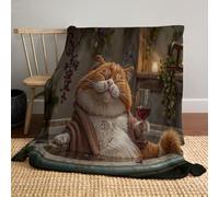 Coperta Con Gatto Nella Vasca Da Bagno 220x240cm, Coperta Di Flanella Animali Carini E Divertenti Come Copridivano, Copriletto O Copertas Da Salotto, Arancia