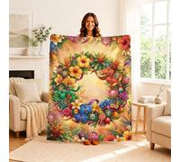 Coperta con ghirlanda floreale tropicale, 101,6 x 127 cm | Stampa botanica tropicale, coperta da divano, Vivid Island Flora, vivace stile acquerello, accenti accoglienti per il