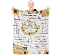 Coperta con girasole 90 anni: 127 x 152 cm, decorazione speciale per il 90° compleanno per mamma, nonna