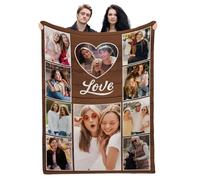 Coperta con immagine personalizzata con testo, coperta in flanella personalizzata multi dimensioni, regali per lui e lei, anniversario, festa della mamma, festa del papà, Natale