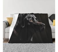 Coperta con labrador nero, leggera e super morbida, coperta in micropile accogliente, calda, decorazione per la casa, divano, letto, soggiorno, 203 x 152 cm