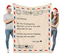 Coperta con lettera personalizzata in flanella, regalo d'amore personalizzato per mia figlia figlio da mamma personalizzata marito moglie lettera scritta a mano coperta posta aerea