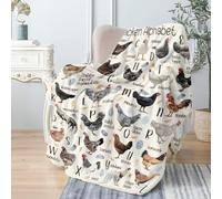 Coperta con lettere dell'alfabeto con gallina, super morbida, leggera, in flanella, per bambini, adulti, adatta per divano, letto, campeggio, viaggi, tutte le stagioni, 101,6 x 127 cm, per bambini