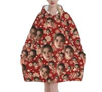 Coperta Con Maniche donna Personalizzato Natale Felpa Coperta indossabile vestaglia Personalizzata il tuo quadro con Foto del viso felpe oversize Flanella plaid con maniche per uomo idea regalo
