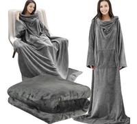 Coperta con maniche singola e tasca centrale colore grigio Ruhhy