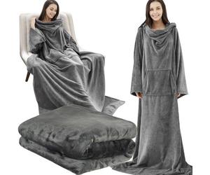 Coperta con maniche singola e tasca centrale colore grigio Ruhhy