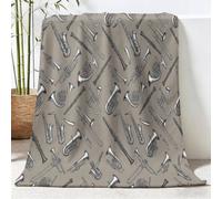 Coperta con musica vintage, coperta da divano, morbida, calda, soffice, per viaggi, campeggio, esterni, 200 x 220 cm, colore: grigio
