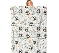 Coperta con panda e bambù, 101x127 cm, morbida e leggera, in flanella, con motivi floreali bambini, ragazzi e ragazze amanti degli animali. Perfetta per divano, uffici
