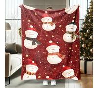 Coperta con pupazzo di neve, sciarpa natalizia con cappello natalizio rosso, morbida e accogliente, decorativa, per divano, letto, dormitorio, sedia, auto, reclinabile, 101 x 127 cm