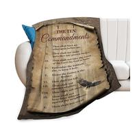 Coperta con scritta in lingua inglese "Dieci comandamenti", regalo cristiano, versi della Bibbia, per donne e uomini, coperta invernale super calda e morbida, in pile di flanella, per adulti e bambini