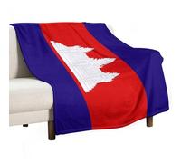 Coperta Con Stampa Della Bandiera Del Regno Cambogia Regalo Patriottico Morbida Accogliente In Flanella Con Bandiera Nazionale Per Divano Letto Sedia Decorazione Soffice Coperta Da Viaggio 100X150Cm