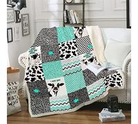 Coperta con stampa di mucca, decorazione per ragazze, donne, Natale, San Valentino, compleanno, morbida e carina, stampa con animali della fattoria, coperta da mucca (127 x 152,4 cm, mucca 3)