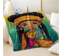 Coperta con stampa di una ragazza afroamericana, super morbida e accogliente, perfetta per decorare la stanza delle ragazze e per il calore (02, 150 x 200 cm)