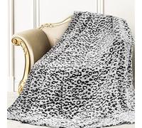 Coperta con stampa ghepardo morbida e accogliente coperta in pile nero leggera peluche sfocata grigio scuro stampa leopardata coperta decorazione regali di compleanno per letto donne uomini