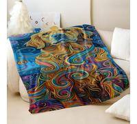 Coperta con stampa Pop Art Golden Retriever, super morbida e accogliente, per divano e letto, decorazione calda, per gli amanti dei cani (03, 100 x 150 cm)