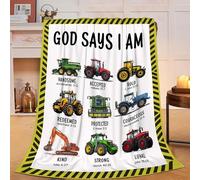 Coperta con trattore in stile cartone animato con simpatico trattore Dio dice che sono regali ispiratori per bambini, ragazze, ragazzi, adulti, donne, uomini, morbida e accogliente, coperta in pile