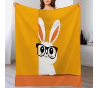 Coperta Coniglio Con Gli Occhiali Soffice Morbida E Calda Giallo Plaid Con Stampa Coniglio Con Gli Occhiali Da Stanza Trapunta Per Divano Adolescenti E Adulti 150 × 200 cm