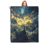 Coperta cristiana regalo per le donne - Divine Radiance Throw Blanket - Croce spirituale e figura di preghiera ATOP Mountain Design - accogliente, morbido pile, perfetta per culto e decorazione della