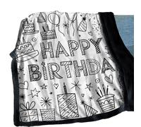 Coperta Da Colorare - Buon Compleanno A Tema Lavabile,Plaid Artigianale da Colorare da Lancio | Per La Famiglia I Compagni Di Scuola I Ragazzi E Le Ragazze Gli Amanti Arte Le Feste In Classe E Il Sogg