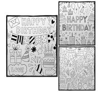 Coperta da colorare fai da te, 140 x 127 cm, tema buon compleanno, morbida e lavabile, per adulti e bambini, coperta creativa per la cura del colore per progetti artistici, decorazioni per la casa