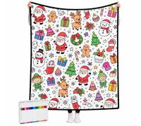 Coperta da Colorare Personalizzata con Nome Regalo per Famiglia e Bambini | Coperta Colorabile con 24 Pennarelli, Foto Personalizzata idea Regalo per Donna Uomo Bambini Regali Natale