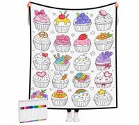 Coperta da Colorare Personalizzata con Nome Regalo per Famiglia e Bambini | Coperta Colorabile con 24 Pennarelli, Foto Personalizzata idea Regalo per Donna Uomo Bambini Regali Natale