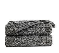 Coperta da divano in maglia nera Longhui, morbida e accogliente, lavabile in lavatrice, 100% cotone, pesante, peso di 2,5 libbre, con sacco per i