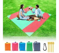 Coperta da esterno per picnic in spiaggia, tappetino pieghevole impermeabile resistente alla sabbia con borsa per il trasporto e ancoraggi angolari,