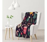 Coperta da Letto Christmas Mug & Mittens Print Leaves Patterns Coperta per Divano E Letto Lavabile Comodo Copriletto, per Divano, Living Rooms, Bedroom, Canottaggio, 150x200cm