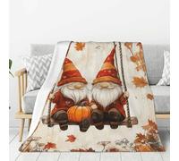 Coperta da letto con stampa di gnomi autunnali, morbida e accogliente, in pile di flanella, per divano, sedia, campeggio, viaggi all'aperto