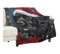 Coperta da Letto Dog Christmas Newfoundland Dog Snowflakes Coperta Flanella Decorazione Comodo Copridivano, per Seggiolino Auto, Divano, Canottaggio, 150x200cm