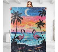 Coperta da Letto for Flamingo Sunset Coperta in Pile Invernale Morbida Calda Copriletto, per Office, Campeggio, Seggiolino Auto, 150x200cm