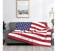 Coperta da letto in pile con bandiera degli Stati Uniti, calda e morbida, antistatica, spessa e sfocata, coperta da letto di lusso per divano, letto, divano, ultra lussuosa, calda e accogliente per