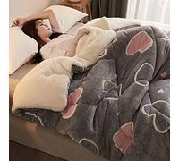 Coperta da Letto in Pile di Agnello Plaid Singolo Matrimoniale Queen King Imbottitura in Cotone Poliestere Flanella Super Morbida Caldo Copriletto Multifunzione Trapunta/Lenzuolo,E-200x230cm(4kg)
