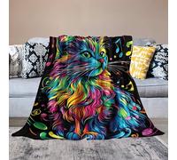 Coperta da Letto Kitten Musical Note, Plaid Animal Cat per Bambini | e Bambine, Misura 180x200cm, da Tenere sul Letto o sulla Poltrona, per Lettura, Film e Fine Settimana Fuori Casa