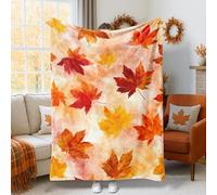 Coperta da Letto Maple Leaves Fall Cozy Autumn Colors Watercolor Effect Fall Coperta per Divano Comodo Lavabile Copriletto, per Seggiolino Auto, Picnic, Living Rooms, 150x200cm