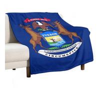 Coperta da Letto Michigan State Flag Coperta Flanella Morbida Comodo Copridivano, per Seggiolino Auto, Office, Canottaggio, 100x125cm